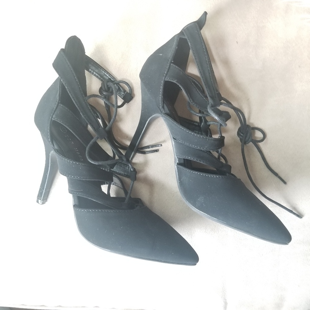 Black lace up heels